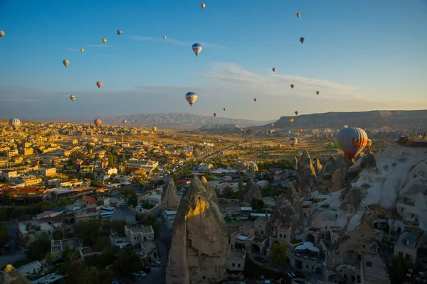 Vista Desde Plataforma Observación Goreme Tiempo Soleado Roca Casa Las —  Fotos de Stock