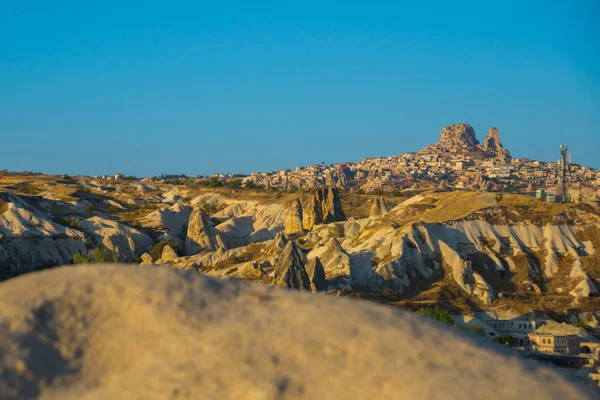 Vista Desde Plataforma Observación Goreme Tiempo Soleado Roca Casa Las — Foto de Stock