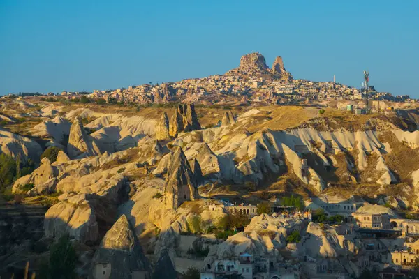 Vista Desde Plataforma Observación Goreme Tiempo Soleado Roca Casa Las — Foto de Stock