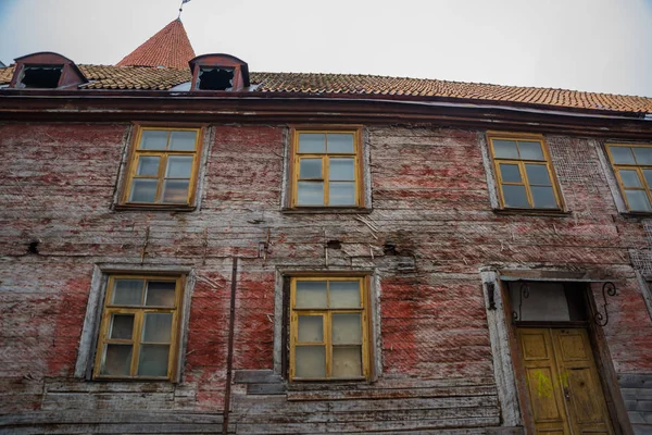 Vecchia Casa Legno Strade Città Vecchia Architettura Capitale Estone Tallinn — Foto Stock