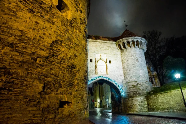 Fat Margaret Cannon Tower Beautiful Night View Entrance Fortress Lighting — Stock Photo, Image