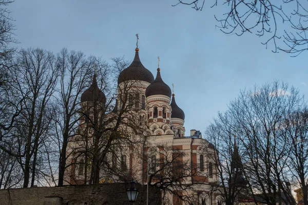 Tallinn Estonia Widok Katedry Aleksandra Newskiego Słynna Katedra Prawosławna Jest — Zdjęcie stockowe