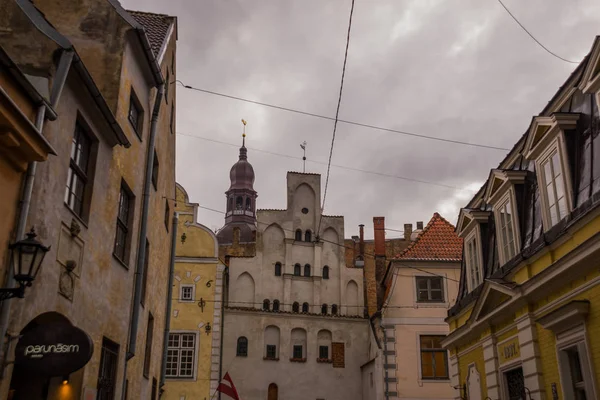 Riga Latvia Vista Frontal Three Brothers Casas Estilo Renacentista Temprano — Foto de Stock