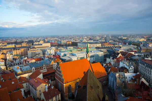 Panoramisch Uitzicht Stad Riga Letland Uit Hoogte Van Toren Kerk — Stockfoto