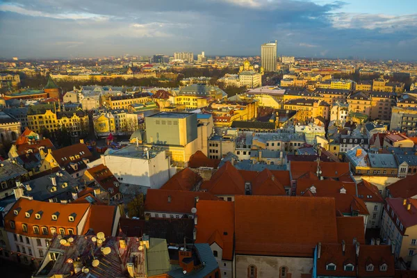 Bovenaanzicht Oude Stad Met Prachtige Kleurrijke Gebouwen Stad Riga Letland — Stockfoto