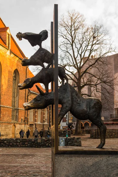 Statue Der Bremer Stadtmusikanten Riga Lettland Altstadt Von Riga Ist — Stockfoto