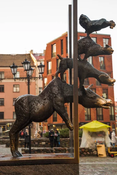 Statue Der Bremer Stadtmusikanten Riga Lettland Altstadt Von Riga Ist — Stockfoto