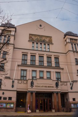Riga, Letonya: Riga, Art Nouveau mimarisi. Sanat modern tarz evlerde güzel cephe. Riga Şehir tarihi merkezinde bir Unesco Dünya mirası olduğunu