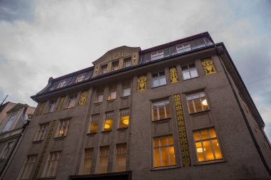 Riga, Letonya: Riga, Art Nouveau mimarisi. Sanat modern tarz evlerde güzel cephe. Riga Şehir tarihi merkezinde bir Unesco Dünya mirası olduğunu