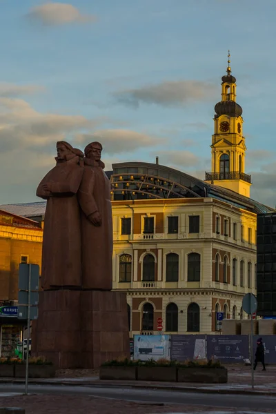 Pomnik Łotewscy Strelnieku Laukums Placu Centrum Zabytkowego Miasta Ryga Łotwa — Zdjęcie stockowe