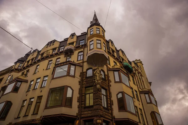 Riga Lettonie Architecture Art Nouveau Riga Belles Façades Maisons Dans — Photo