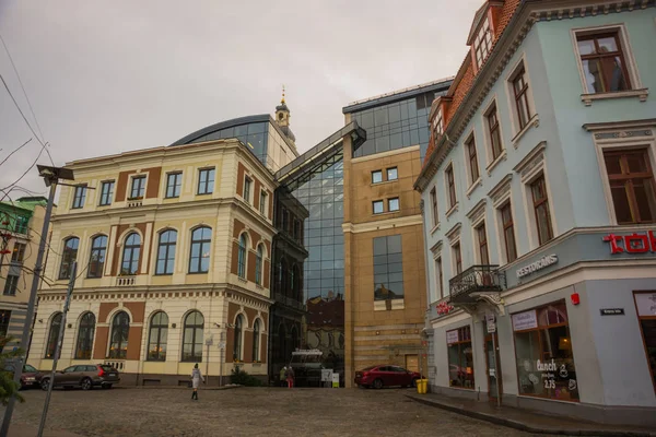 Riga Latvia Street City Center Beautiful Facades Riga City Historical — Stock Photo, Image