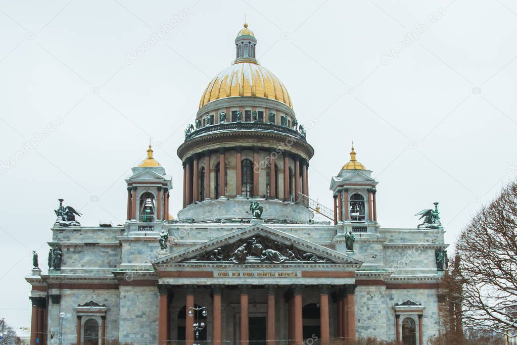 Saint Petersburg. Saint Isaacs Cathedral. Museums of St. Petersburg. Winter. Russia. Architecture of Russian cities.