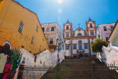 Pelourinho'daki Santa Barbara Kilisesi, Salvador da Bahia, Brezilya. Katolik kilisesi, Pelourinho'nun tarihi ilçesi.