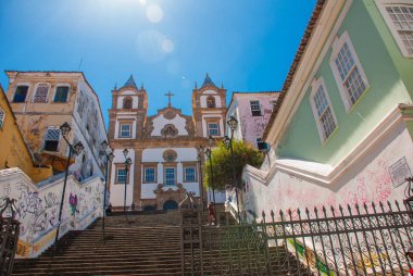 Pelourinho'daki Santa Barbara Kilisesi, Salvador da Bahia, Brezilya. Katolik kilisesi, Pelourinho'nun tarihi ilçesi.