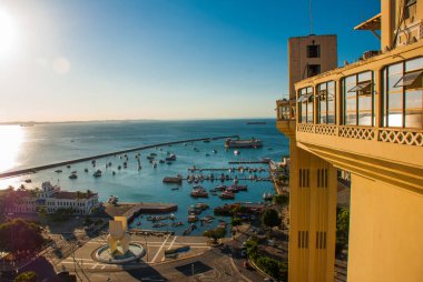 Salvador, Brezilya: Salvador Bahia San Marcelo Fort. Salvador liman kenti üst görünümü.