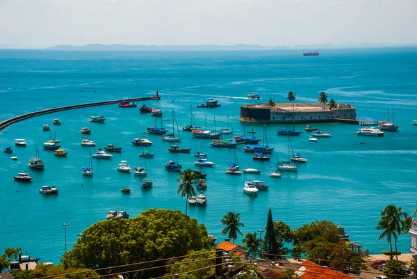 SALVADOR, BAHIA, BRESIL : Fort de San Marcelo à Salvador Bahia. Vue du dessus de la ville portuaire de Salvador . — Photo