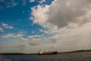 Manaus, Amazonas, Brezilya: Gemide popüler turist gezisi. Liman kenti Manaus'a tekneyle bak.