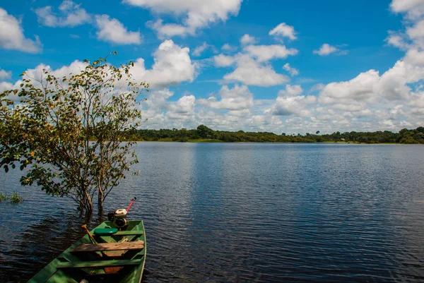 Amazon nehri, Manaus, Amazonas, Brezilya: Amazon nehri üzerinde Güneşli hava güzel manzara — Stok fotoğraf