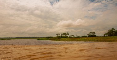 Manaus, Amazonas, Brezilya: Iki renkli nehir, Rio Negro, Solimoes birleşmesi. Toplantı, çok renkli sular karışmaz ve yan yana şekilde devam, böylece her nehir kendi co ile kalır