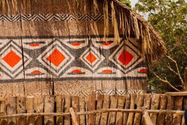 Büyük ev sape çim, Manaus yakınlarındaki Yerli kabile köyü, Amazonas Devlet, Brezilya ile kaplı