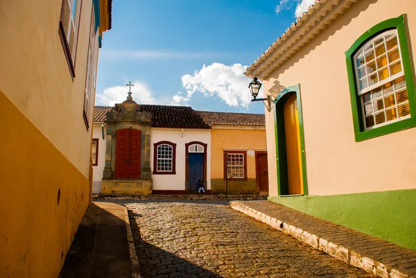 Σάο Χοάο Ντελ Ρει, Μηνάς Gerais: τοπίο με θέα σε όμορφα σπίτια στο κέντρο της παλιάς πόλης — Φωτογραφία Αρχείου