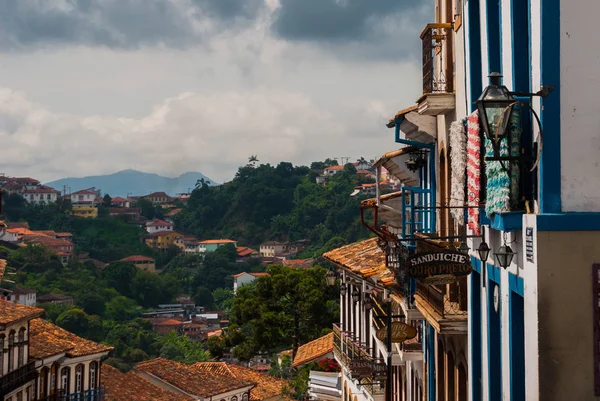 오로 프레토, 미나스 제라이스, 브라질: 구시가지 의 중심에 있는 오래된 식민지 시대 주택. 유네스코 세계 문화 유산 — 스톡 사진