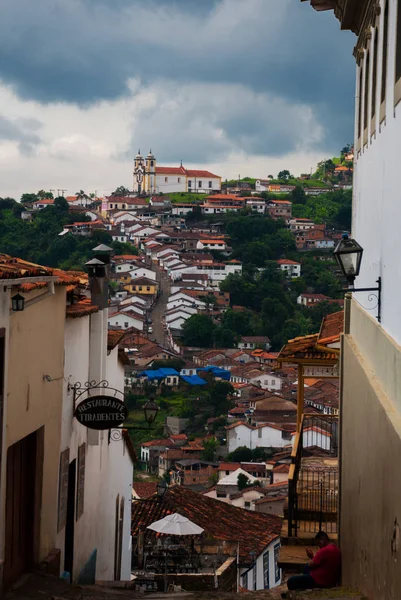 Ouro preto, minas gerais, Brasilien: alte Kolonialhäuser im Zentrum der Altstadt. UNESCO-Welterbe — Stockfoto