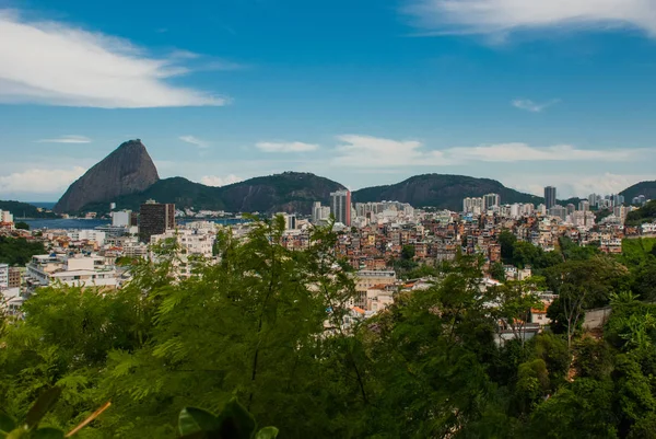 Bela paisagem com vista para o mar e para a Montanha do Pão de Açúcar. Pao de Acucar. Rio de Janeiro, Brasil . — Fotografia de Stock