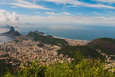 Rio de janeiro, Brezilya. Corcovado görüntülendi suggar somun ve botafogo Plajı
