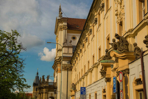 Prague, Czech Republic, Europe: Beautiful building in the historical center of Prague. Paperny old tourist town.