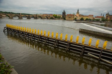 Prag, Çek Cumhuriyeti: Kampa Park, Prag'da Cracking Art Group tarafından Penguenler enstalasyon.