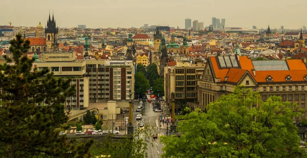 Prague, Czech Republic: Beautiful panorama, landscape from above on the old town. — Stock Photo, Image