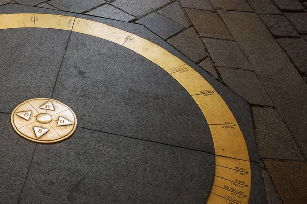 Bratislava,Slovakia: Kilometer zero point or Zero mile marker at Bratislava, Slovakia — Stock Photo, Image