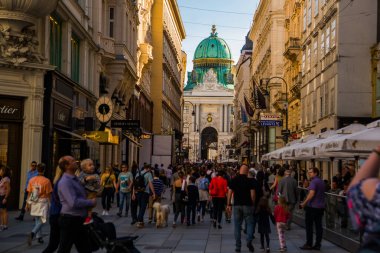 Viyana, Avusturya: Hofburg sarayı ve panoramik kare manzarası, Viyana, Avusturya'da beyaz atlarla yürüyen ve nişanlı insanlar