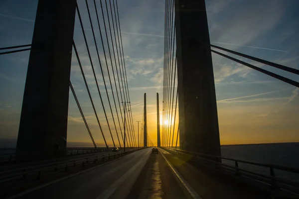 Danimarka ve İsveç, Oresundsbron arasında köprü — Stok fotoğraf