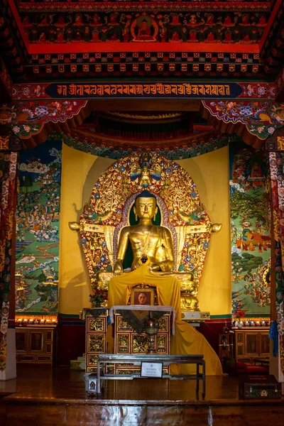 Buddha statue in temple in Tibetan art center in Norbulinka Institute Dharamsala.