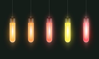 Lider ampul. Noel ışıkları. Vektör gerçekçiliği ortamı.