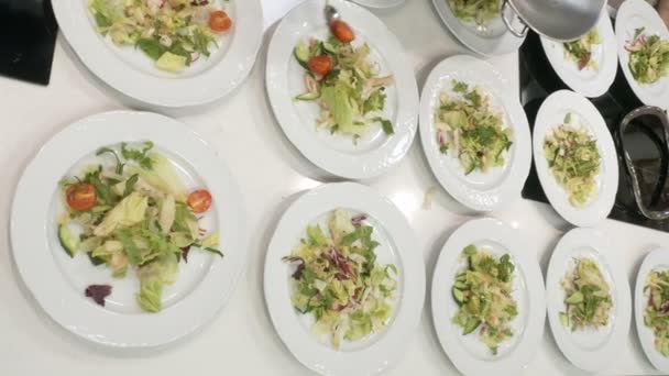 Restoran Mutfağı Salata Yemek Domates — Stok video