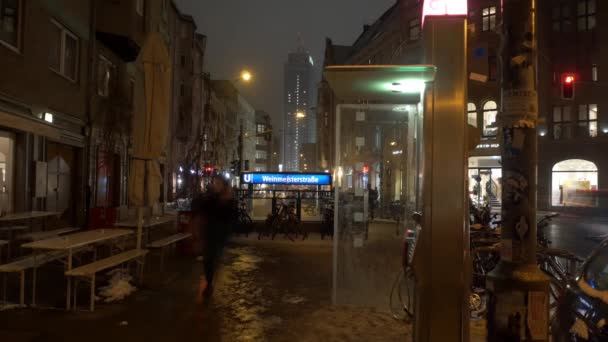 Nachtstad Berlijnse Straat Telefooncel — Stockvideo