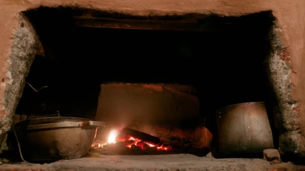 Queimar Lenha Fogão Rústico Desfasamento Temporal — Vídeo de Stock