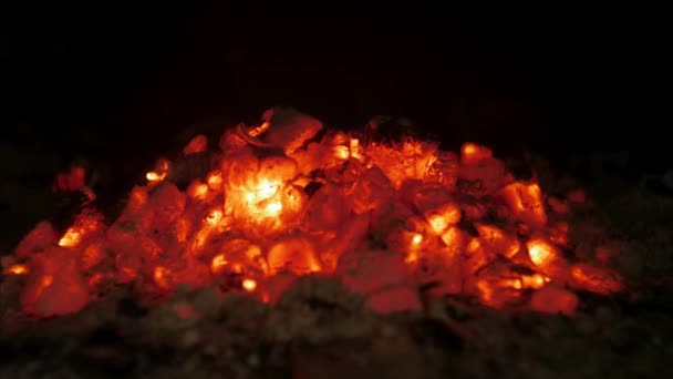 Smoldering Embers Time Lapse Close — Stock Video