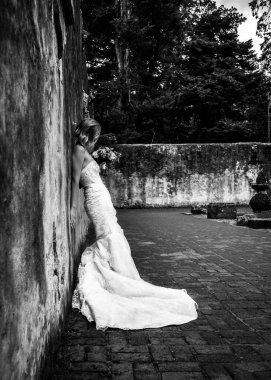 Muhteşem elbisesi olan güzel gelin