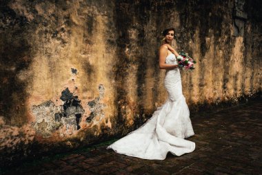 Muhteşem elbisesi olan güzel gelin