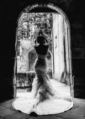 Muhteşem elbisesi olan güzel gelin