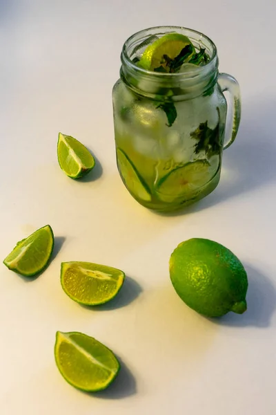 Refreshing lemon soda with mint