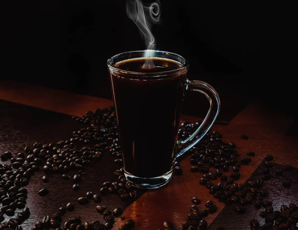 Taza Café Negro Aromático Transparente — Foto de Stock