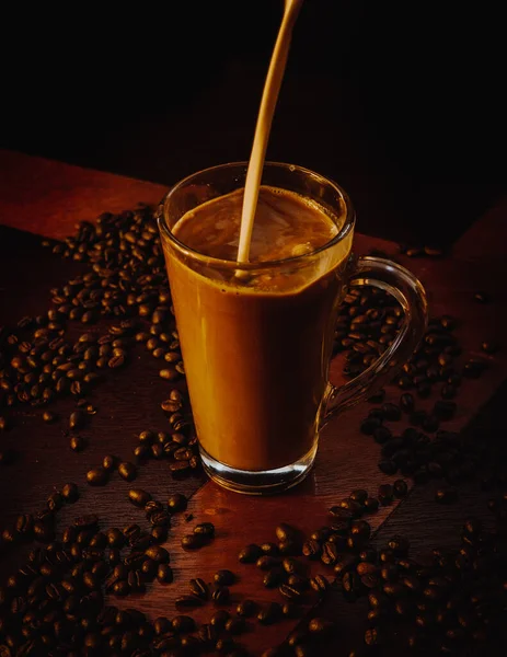 Aromatic Coffee Milk Motion — Stock Photo, Image