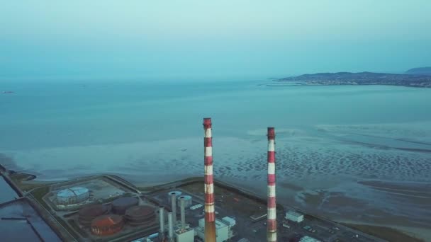 Poolbeg Chimneys Dublin Ireland — Stock Video