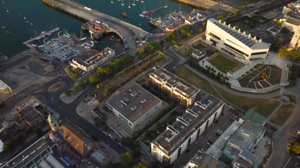 Vista Aerea Bellissimo Paesaggio Della Città Portuale Irlanda — Video Stock